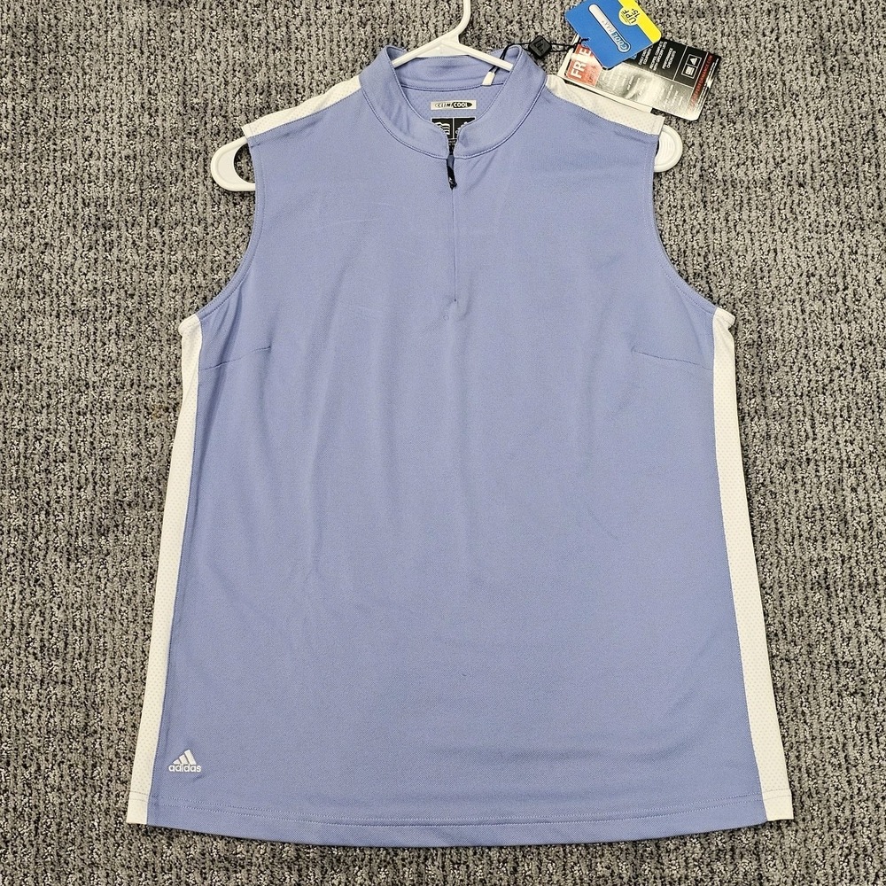 Adidas Golf Climacool Sleeveless Polo Top Women's Size Large Periwinkle Blue NWT